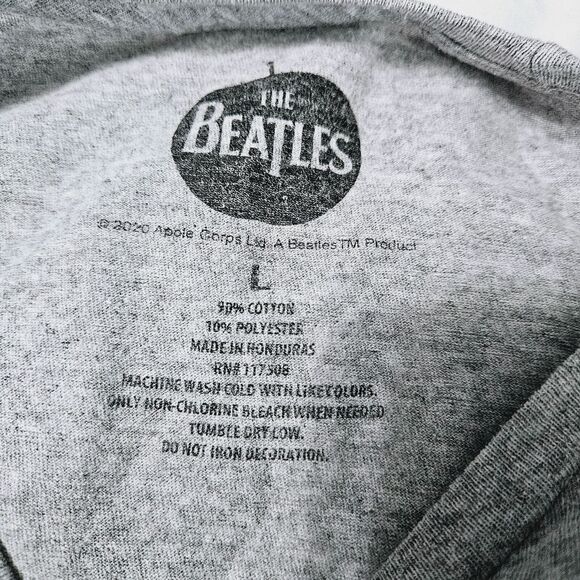 The Beatles Unisex T-Shirt Gray Size Large Cotton Blend Short Sleeve Pullover - Picture 5 of 12